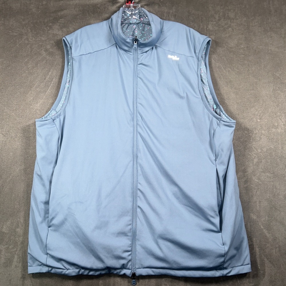 Birdie Bound Golf Vest Reversible Mens 2XL Blue Inside Paint Splatter Pockets